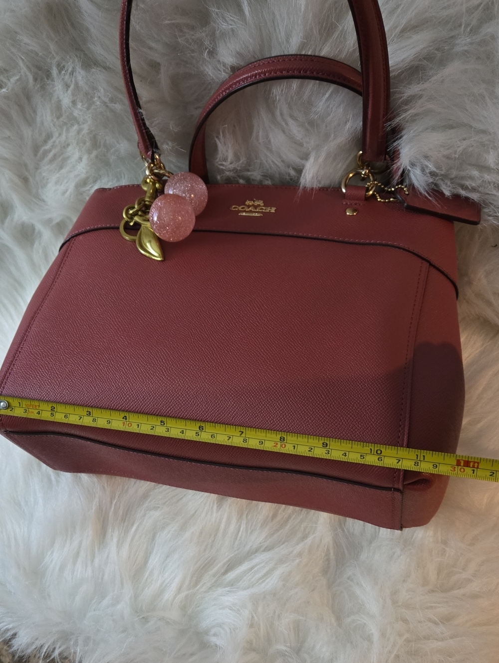 Coach Pink Leather Satchel with Cherry Charm - Picture 9 of 12